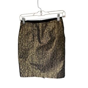 Ann Taylor LOFT Petites Gold Black Textured Pencil Skirt‎ Size 0P